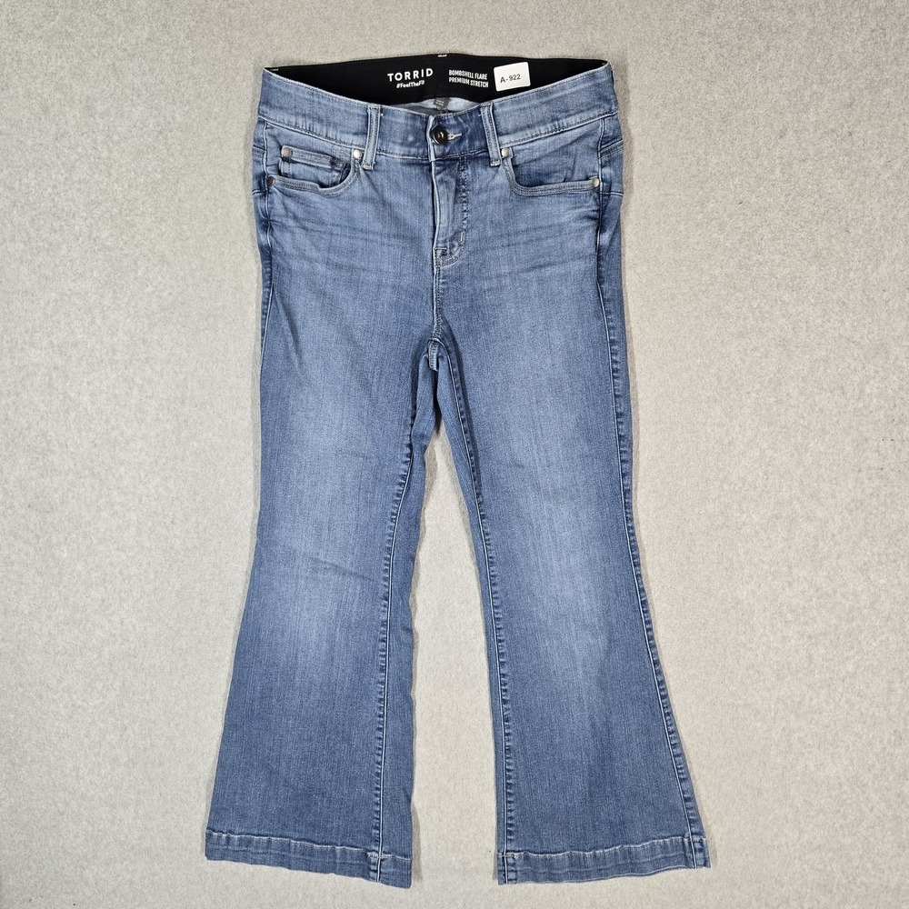 Torrid Women Jeans 10S Blue Denim Bombshell Flare Premium Stretch Flared 27"
